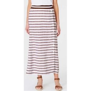 J. Jill Linen Striped Button Skirt